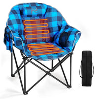 Oversized Heated Camping Lounge Chair 3 Heat Levels Portable Folding Moon Saucer for Patio Outdoors, Custom