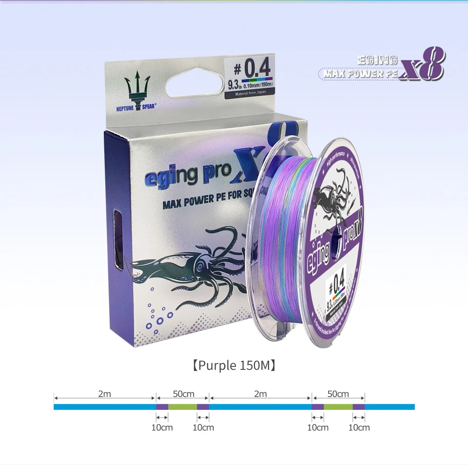 Heavy Duty X8 Braided Fishing Line – PE Multifilament Fishing Thread for Squid & Saltwater Fishing