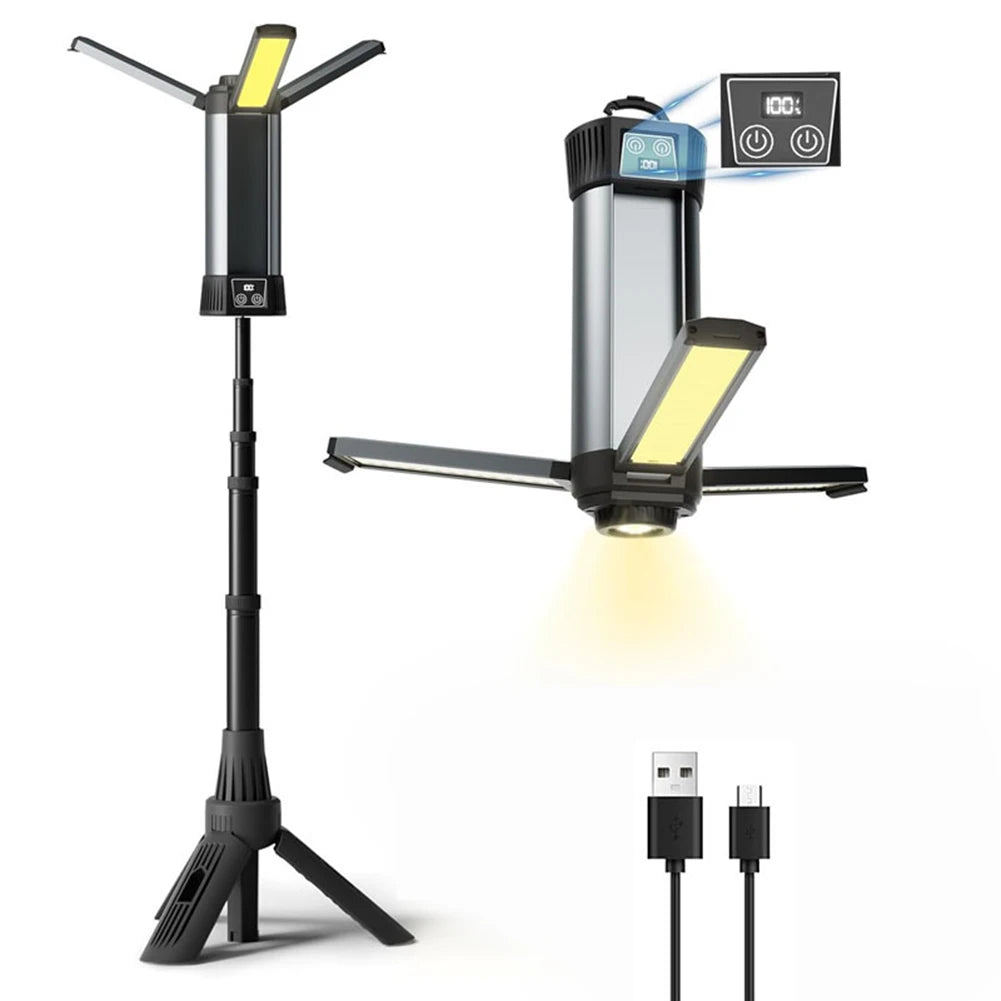6000mAh LED Work Light Rechargeable Cordless Work Light with COB Construction Light Telescopic for Outdoor Camping