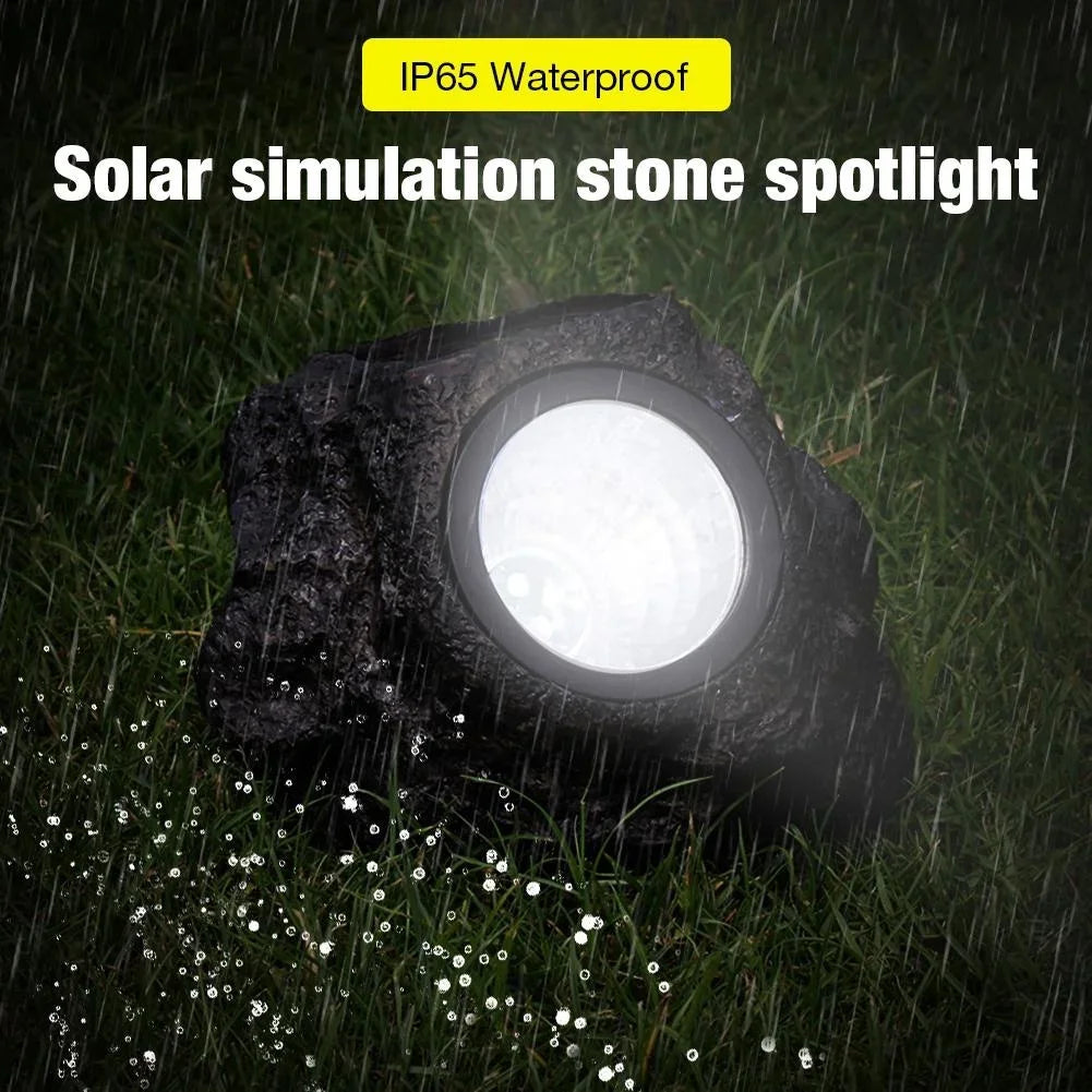 Solar Powered Rock Landscape Light – Waterproof LED Garden Spotlight for Lawn & Pathway Lighting