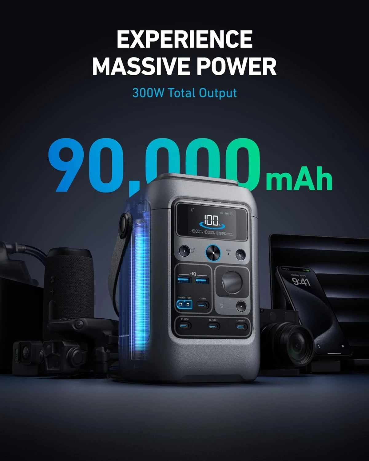 C300 Portable Power Station LiFePO4 Solar Generator