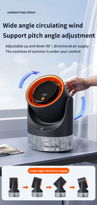 TINSOL Mini Mist Cooling Fan – 360° Adjustable Ice-Cool Humidifier Air Circulator