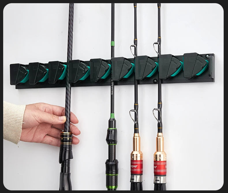 Wall Mounted Fishing Rod Holder Rack – Vertical & Horizontal Storage for Up to 9 Rods