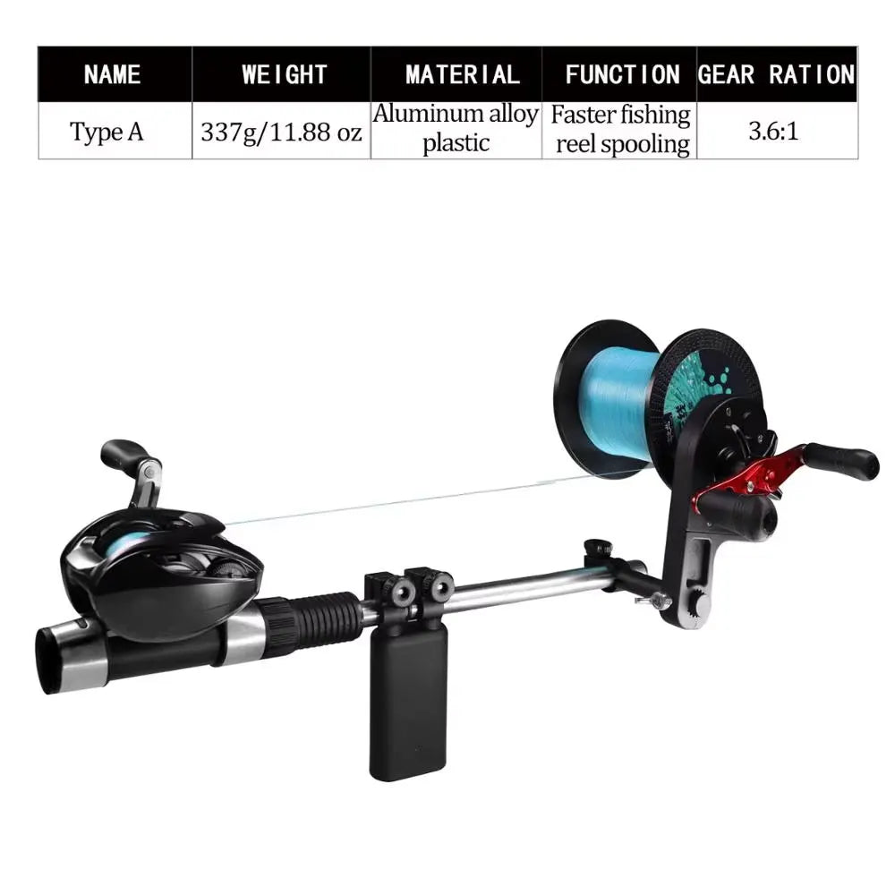Portable Aluminum Fishing Line Spooler – Heavy Duty Handheld Reel Line Winder Tool