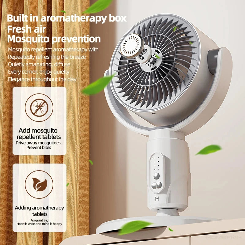 360° Quiet Floor Fan – Powerful Adjustable Height Standing Fan with Remote Control