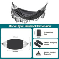 Boho Double Hammock Heavy Duty Cotton Rope Swing