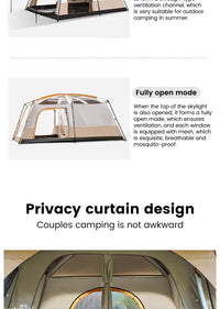 Upgraded 4 Season Camping Tent 3-12 Person Waterproof Windproof Double Layer 2 Room Family Outdoor Backpacking Equipment