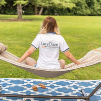 Quilted Double Hammock with Stand for Outdoor Use