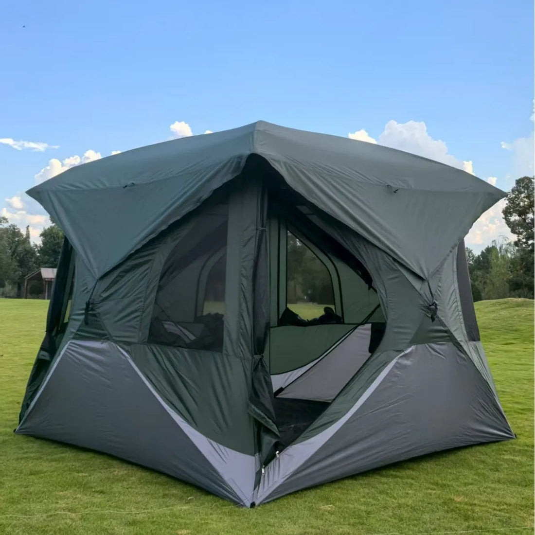 Semi-automatic Four-corner Double-layer Bubble Tent, Rainproof, Large Space, Portable, All-season, Quick Setup, Outdoor Camping