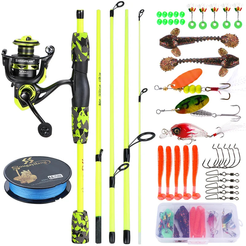 Heavy Duty Carbon Fiber Fishing Rod Combo – Portable Spinning Rod & Reel Set with Accessories