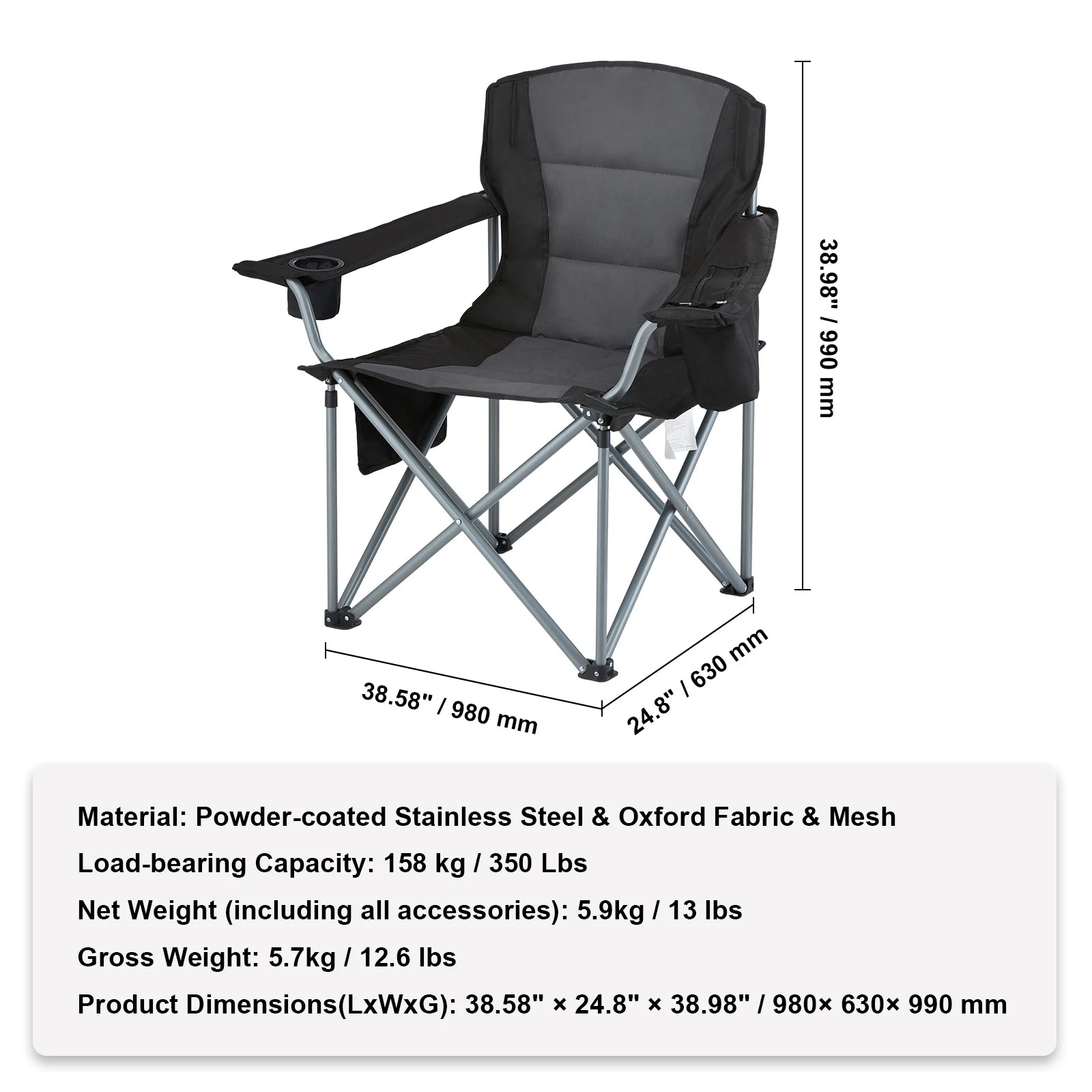 Portable Folding Camping Chair with Lumbar Support