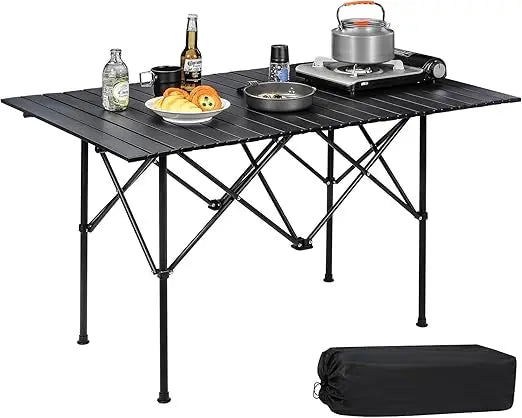 Roll Up Camping Table – Lightweight Folding Metal Outdoor Picnic Table