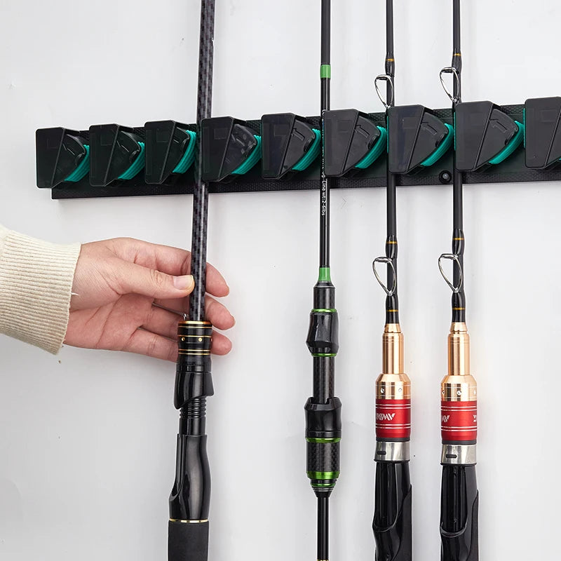 Wall Mounted Fishing Rod Holder Rack – Vertical & Horizontal Storage for Up to 9 Rods
