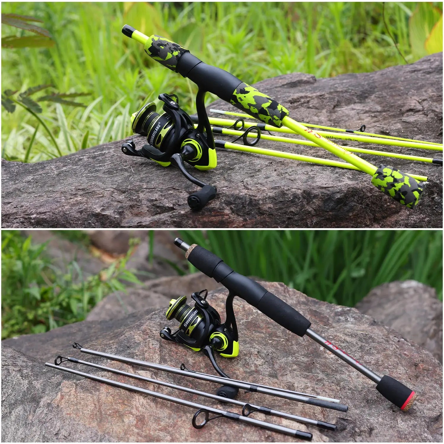Heavy Duty Carbon Fiber Fishing Rod Combo – Portable Spinning Rod & Reel Set with Accessories