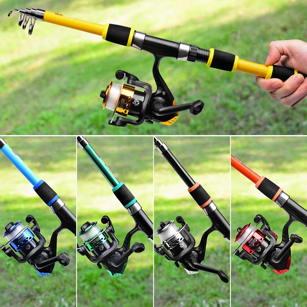 Portable Glass Fiber Telescopic Fishing Rod – Heavy Duty Baitcasting Fishing Pole