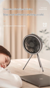 HOMEFISH Rechargeable Camping Fan – Wireless Ceiling & Desktop Fan with LED Light and Power Bank