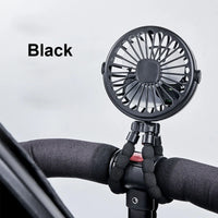 Mini Rechargeable Clip Fan – 360° Rotating Stroller, Bike & Car Tripod Fan