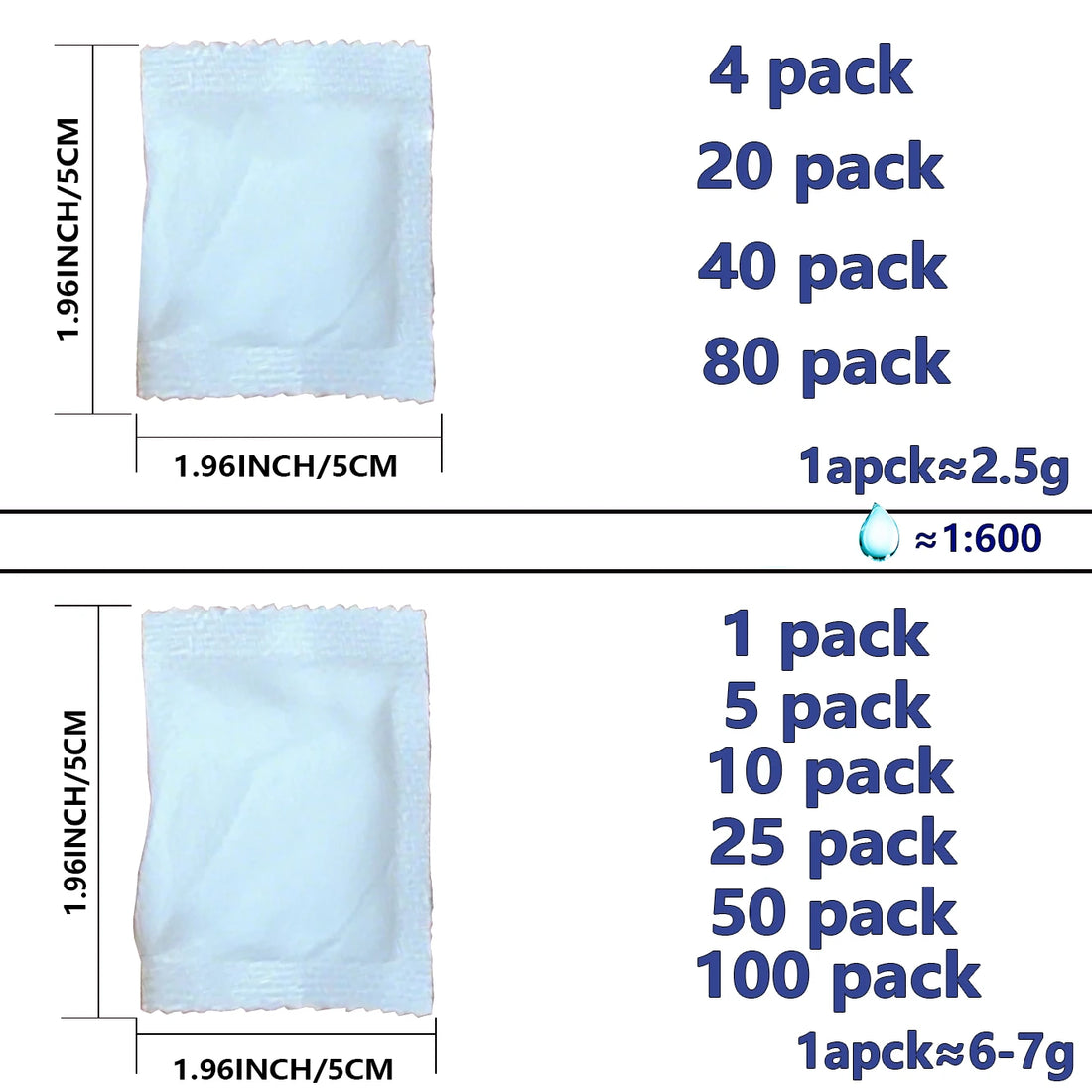 Outdoor Portable Toilet Gel - Absorbent Pee Powder 1-100 Pack