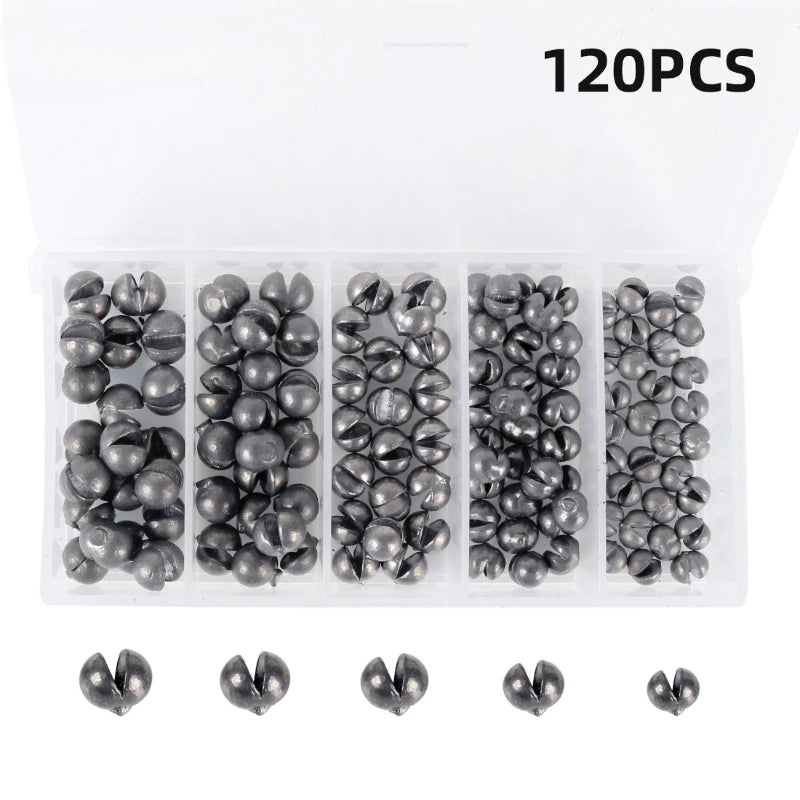 120PCS Fishing Lead Weights Set – Heavy Duty Open Round Sinkers for Raft & Sea Fishing