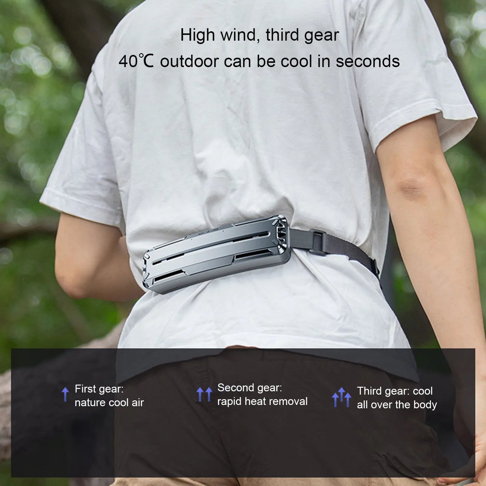 Wearable Waist Fan – 3-Speed Outdoor Belt Fan with Cooling Compress Design for Sports & Work