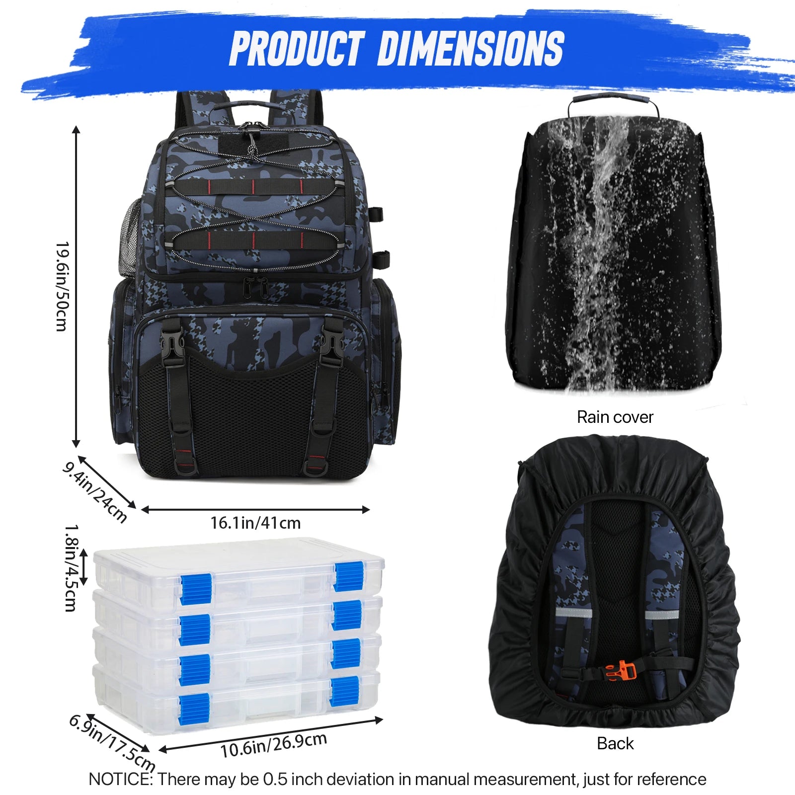 45L Heavy Duty Fishing Backpack Cooler – Waterproof Tackle Storage Bag with Rod Holders & Rain Cover