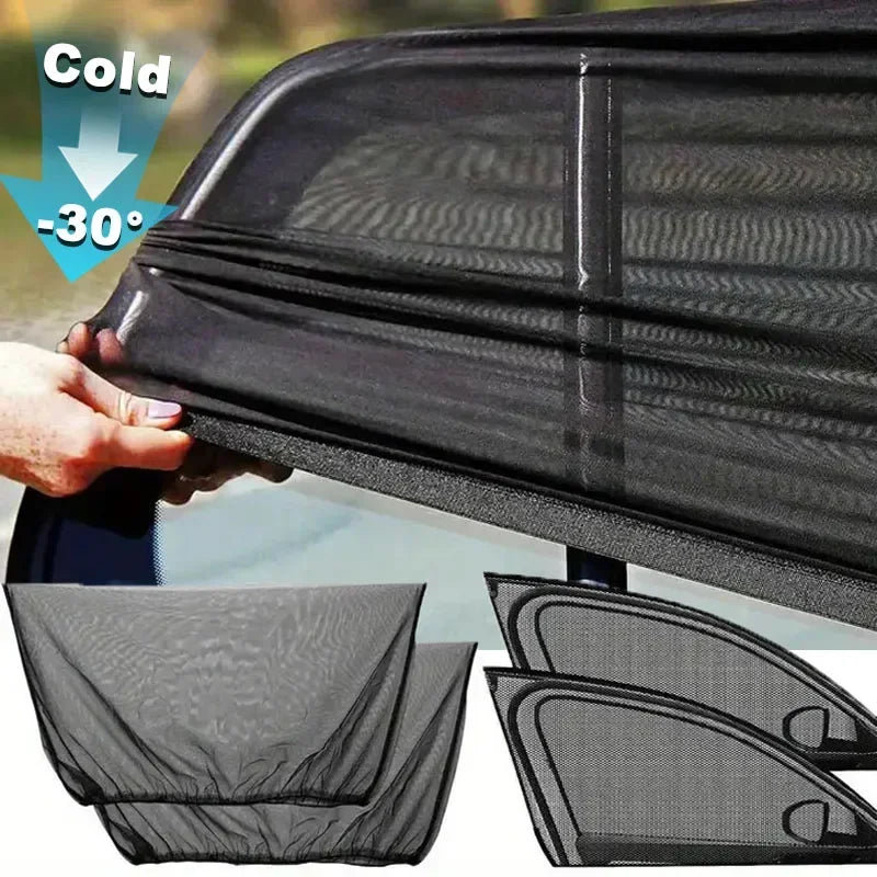 2PCS/4PCS Car Window Sunshade Mosquito Net Set – Breathable UV Protection Screens for Front & Rear Windows