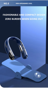 Wearable Neck Fan with LED Display – 360° Portable Cooling Fan, 5 Speeds & Low Noise Design
