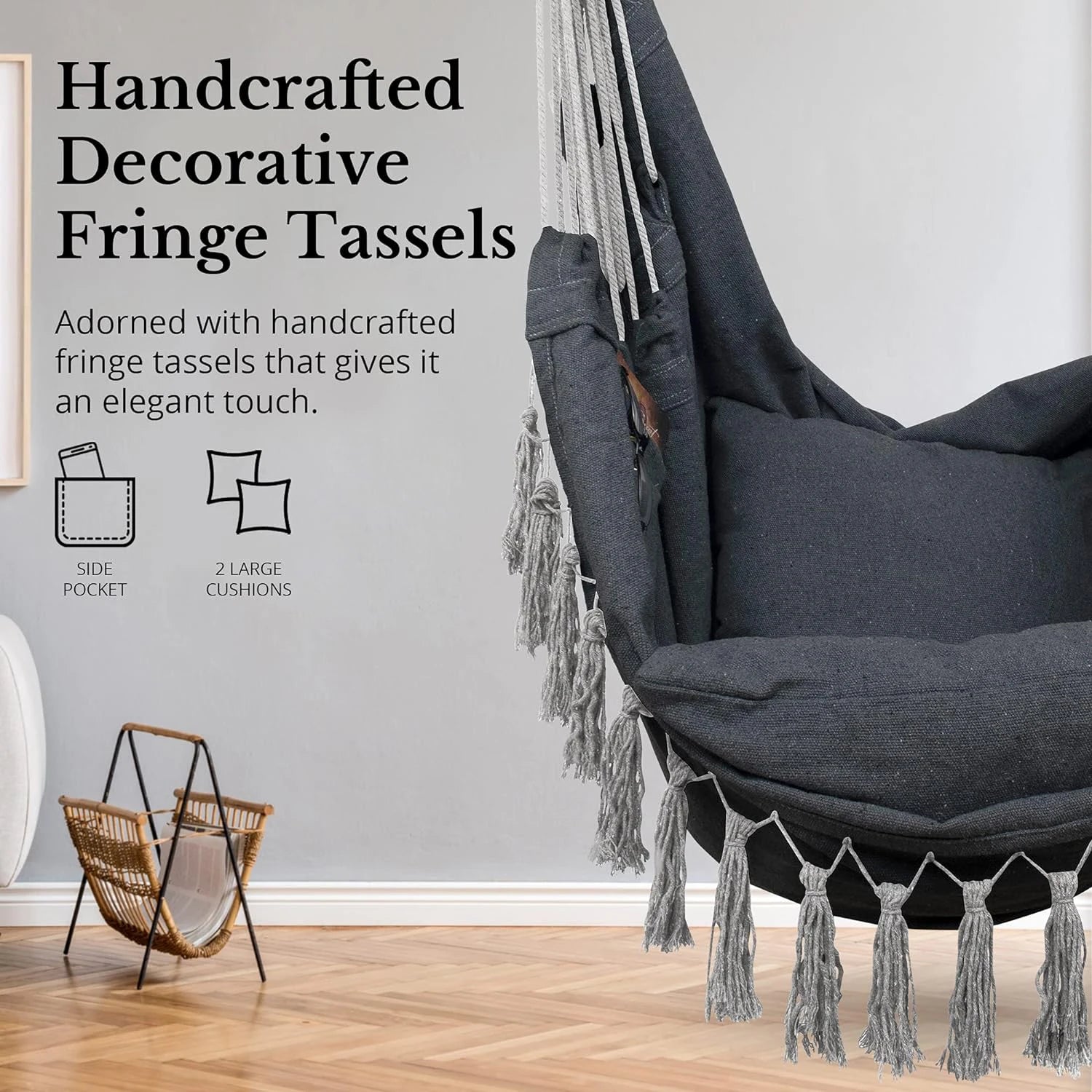 Heavy Duty Macrame Hanging Chair with Cushions