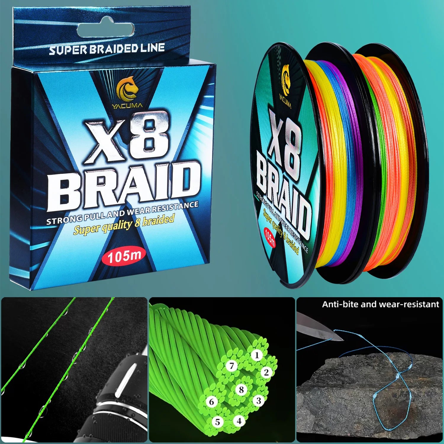 Heavy Duty X8 Braided Fishing Line – Japanese PE Fishing Wire (20LB-118LB Multicolor)