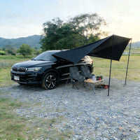 Bat Shape Car Side Awning Black Coating Tarp 2x3 Outdoor Waterproof Camping Black Coated Car Rear Shelter Tent for SUV Van Sedan