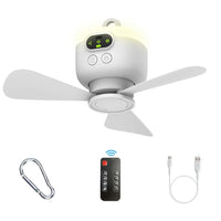 Portable Camping Tent Fan with LED Light – 8000mAh Rechargeable Ceiling Fan with Remote Control