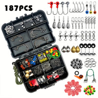 187pcs Fishing Kit – Premium Tackle Box Hooks & More | Field to Peak.