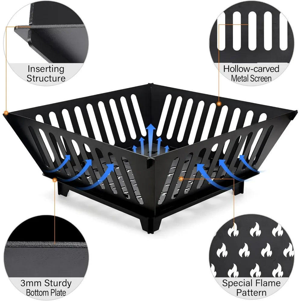 25 Inch Outdoor Fire Pit Wood Burning Campfire Pit