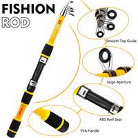 Portable Glass Fiber Telescopic Fishing Rod – Heavy Duty Baitcasting Fishing Pole