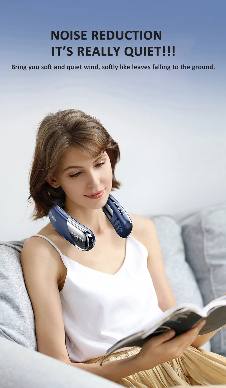 Wearable Neck Fan with LED Display – 360° Portable Cooling Fan, 5 Speeds & Low Noise Design