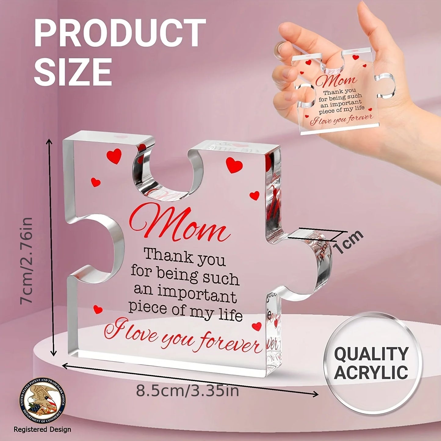Engraved Acrylic Block Puzzle - Gift for Mom