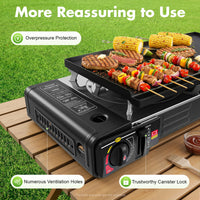 Portable Dual Burner Propane Camping Stove with Griddle