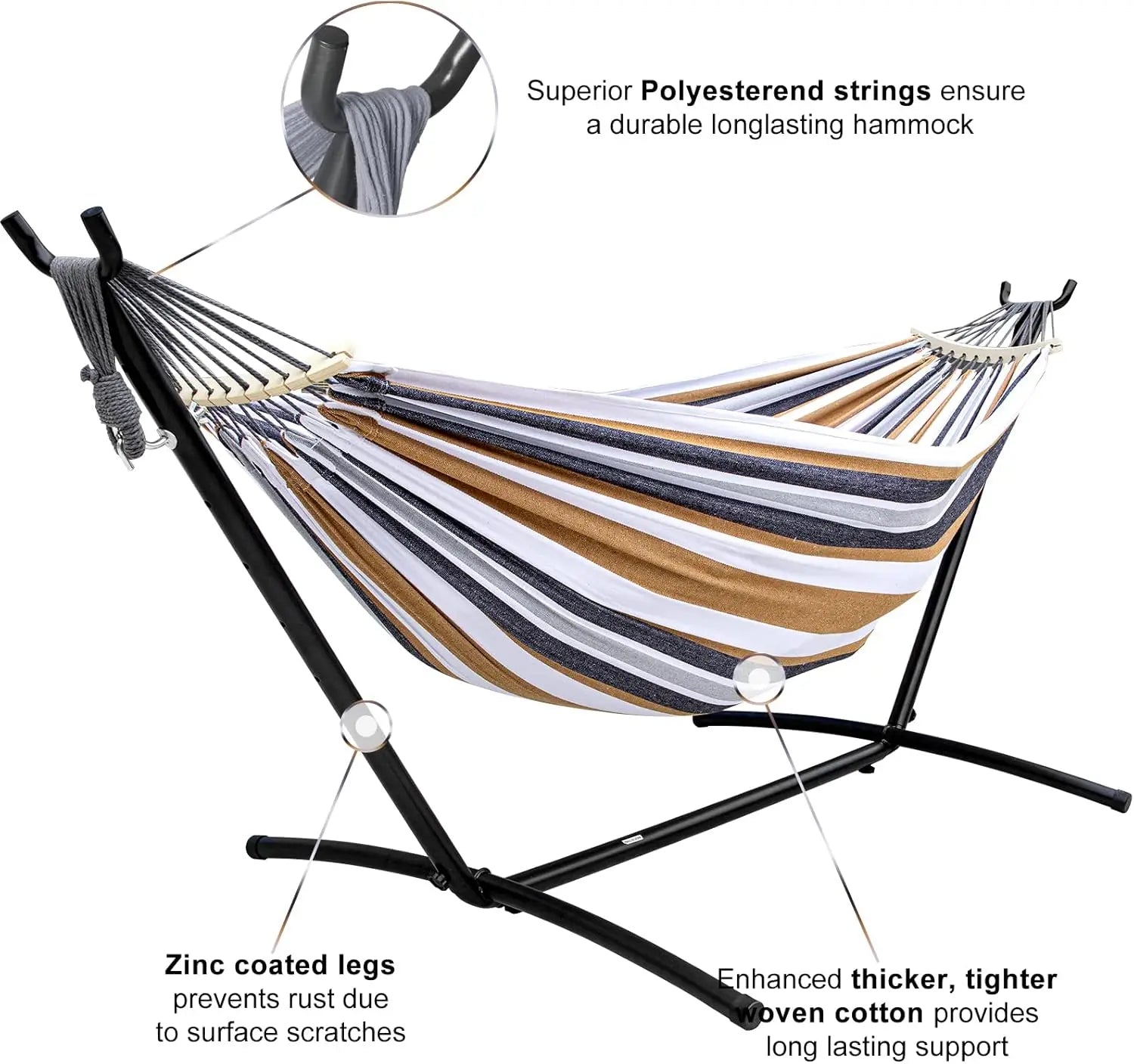 Double Hammock with Steel Stand & Carry Bag