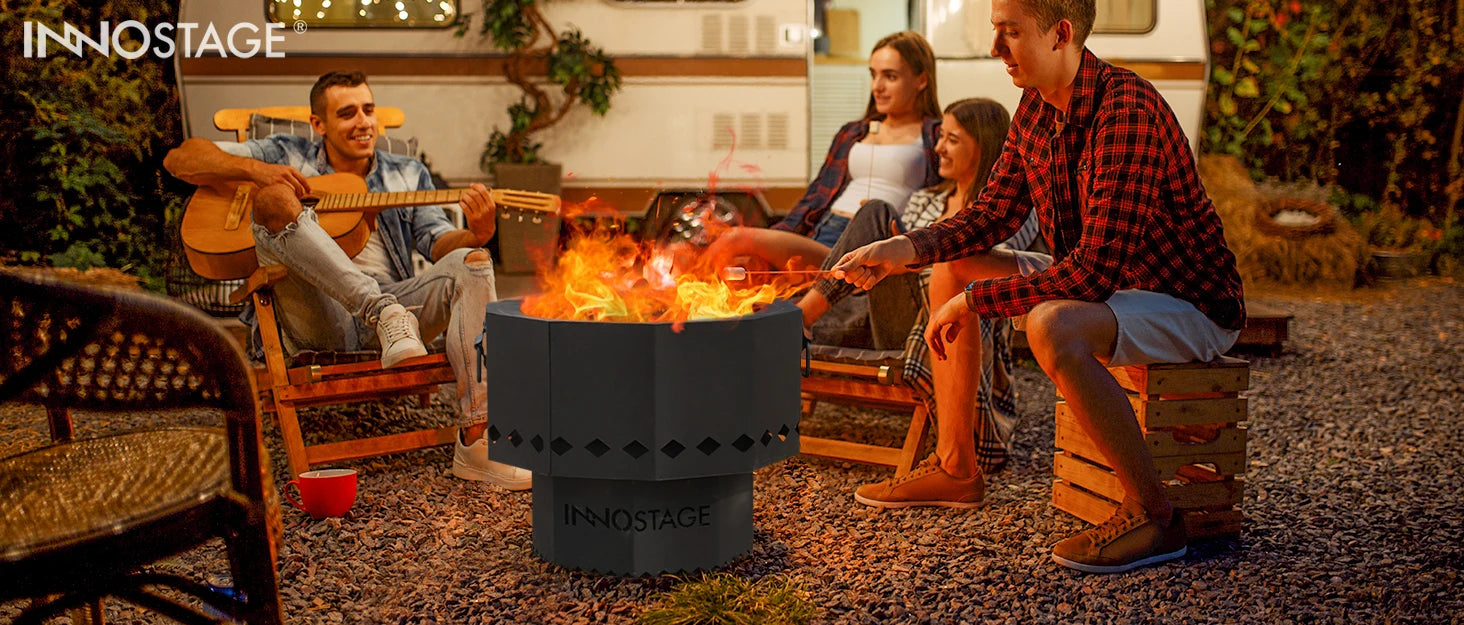 25 Inch Outdoor Fire Pit Wood Burning Campfire Pit