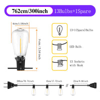 Up To 100FT ST38 LED Outdoor String Lights, Waterproof Shatterproof Connectable US Plug Patio Lamps for Garden, Balcony, Porch