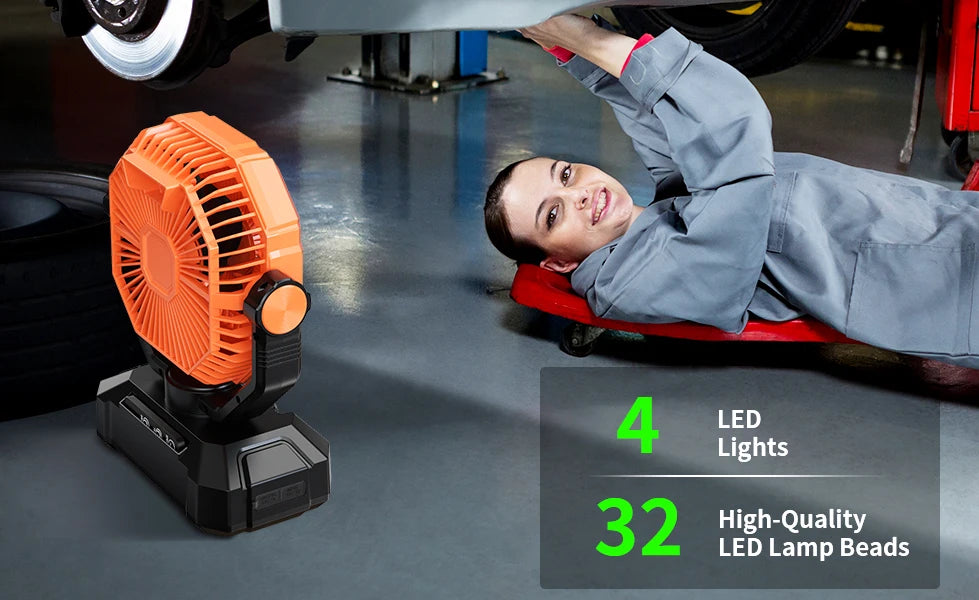 20000mAh Rechargeable Camping Fan – 8-Speed Portable Tent Fan with LED Lantern, Remote & Hook