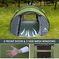 4 Person Pop Up Camping Tent – Automatic Instant Setup Waterproof Tent with 2 Doors for Hiking & Travel