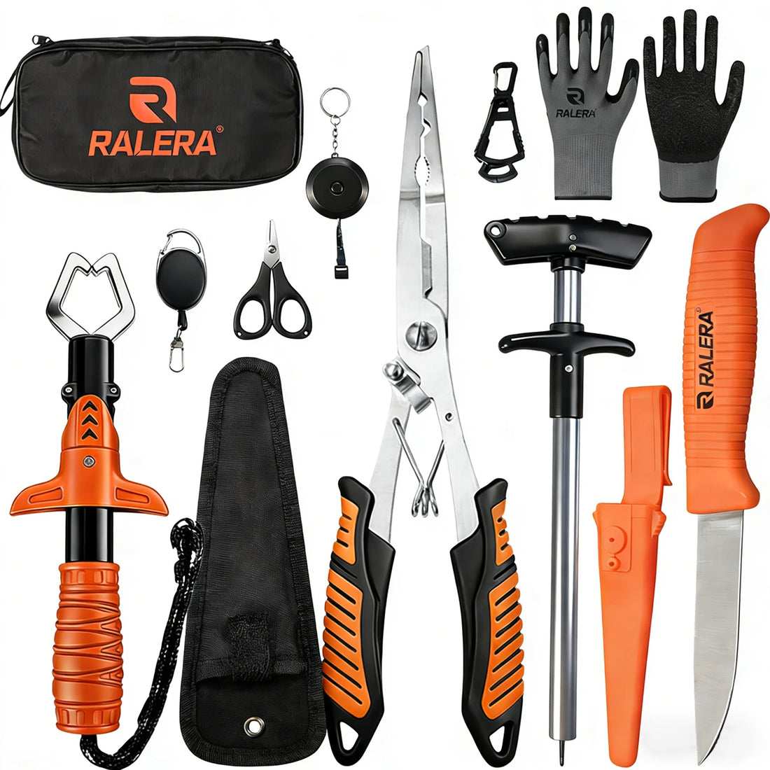 Fishing Tool Kit – Heavy Duty Fish Gripper, Pliers, Hook Remover & Knife Set for Fishing Tackle