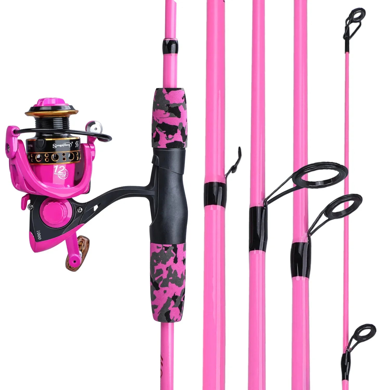 Portable 5-Section Fishing Rod & Reel Combo – Heavy Duty Spinning Fishing Set with 1000-3000 Reel