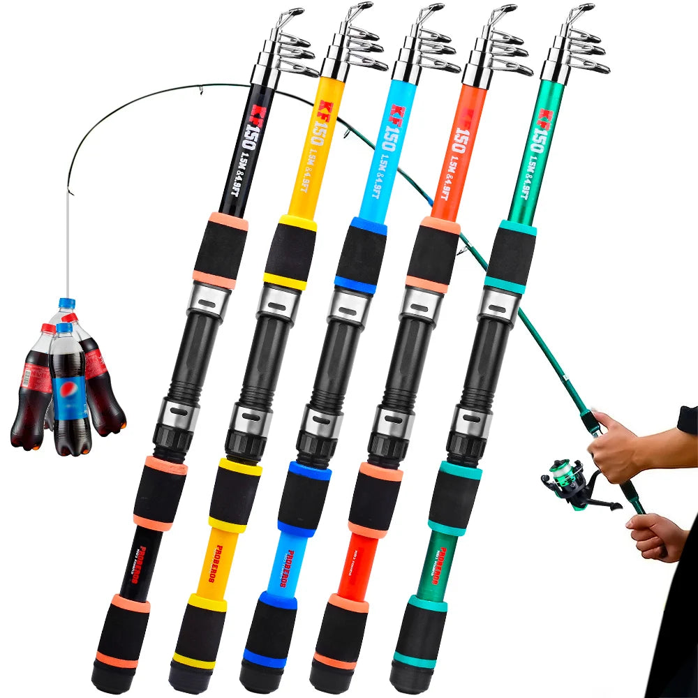 Telescopic Fiberglass Fishing Rod Baitcasting Pole