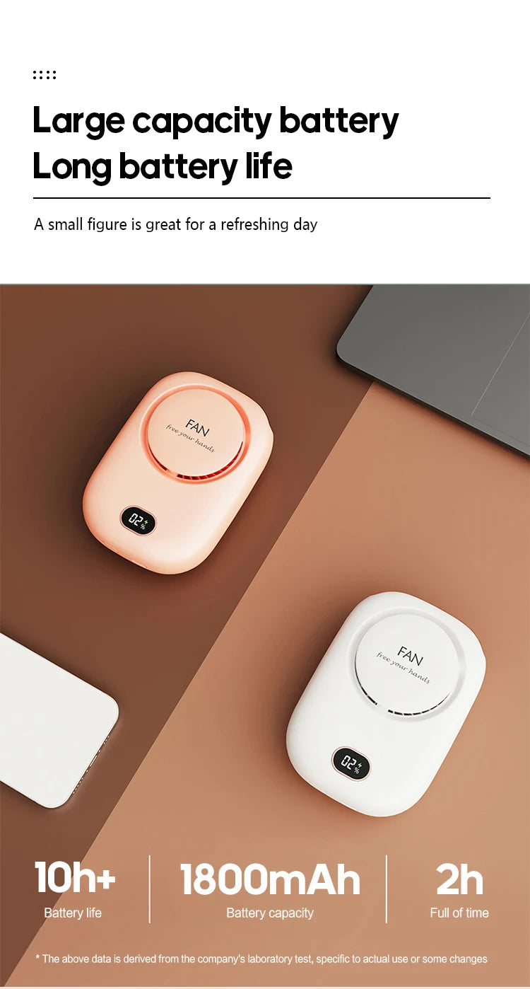 Portable Bladeless Neckband Fan – USB Rechargeable Mini Hanging Neck Fan for Travel & Outdoor Use