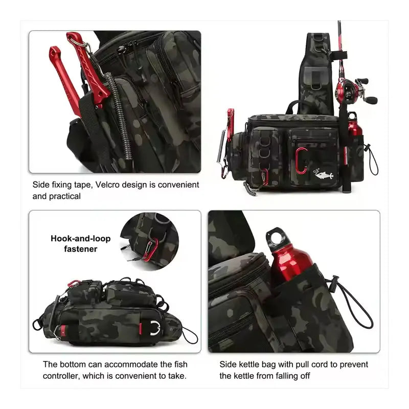 Heavy Duty Fishing Gear Shoulder Bag – Multi-Compartment Outdoor Tackle Storage Bag