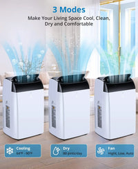 14,000 BTU Portable Air Conditioner – 3-in-1 Cooling AC with Fan, Dehumidifier & Remote