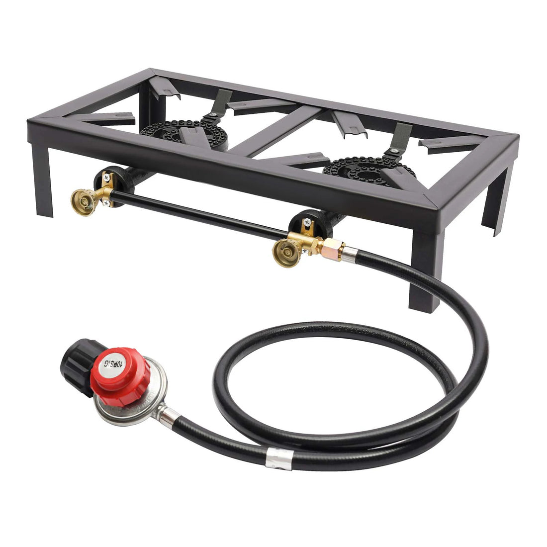 Portable Double Burner Gas Stove – Adjustable Regulator for Camping & BBQ