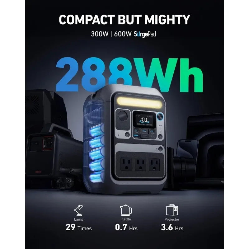 SOLIX C300 (288Wh) Portable Power Station – 300W Solar Generator with Fast Charging